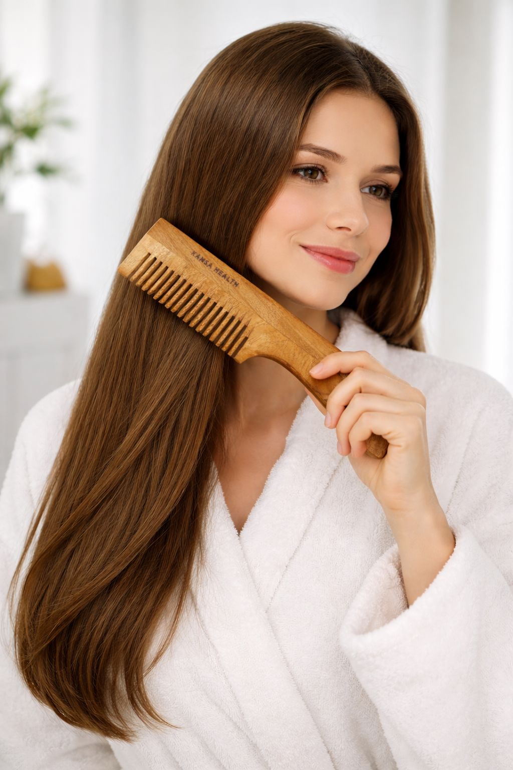 🌿 Neem Wooden Comb with Handle – Natural Hair Care for Healthy Scalp &amp; Smooth Hair