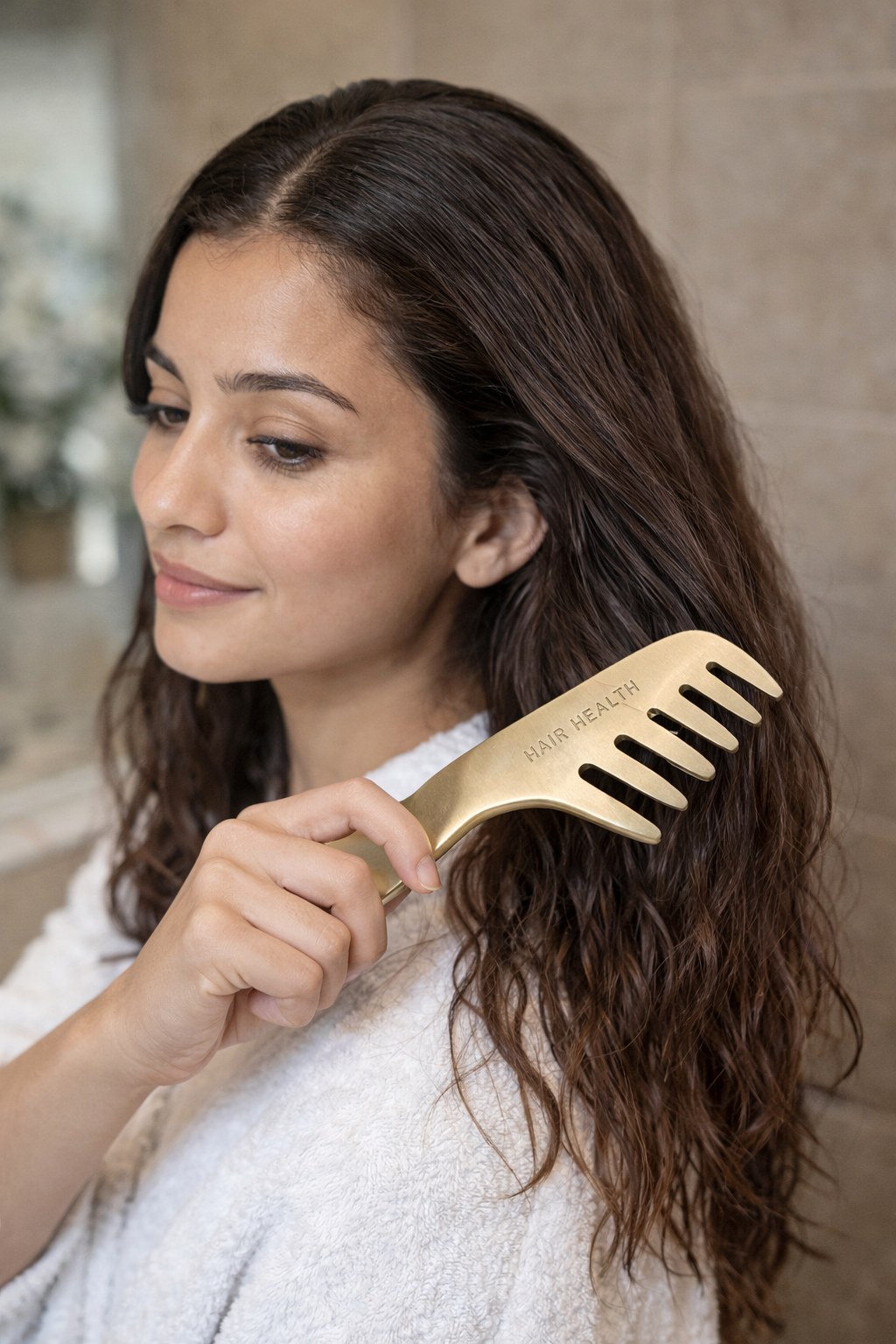 Kansa (Bronze) Comb with Handle – Ayurvedic Hair & Scalp Therapy