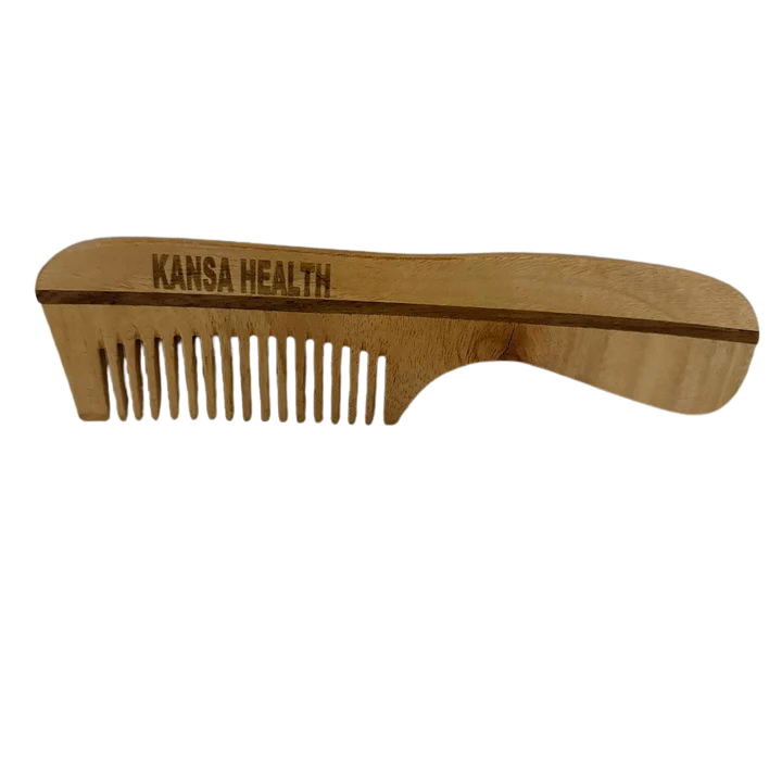 Neem wooden comb with handle for hair care