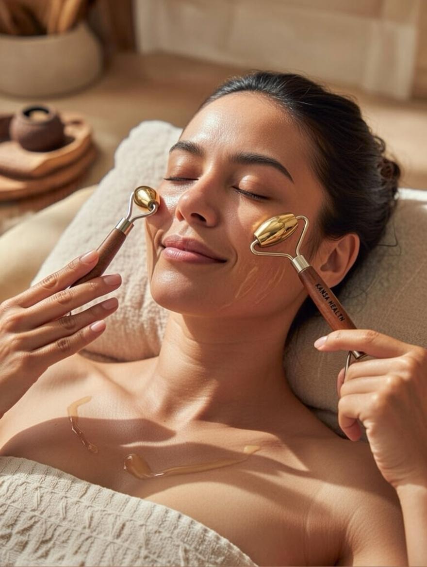 Kansa Face Roller – Ayurvedic Facial Massage Tool for Skin Stimulation