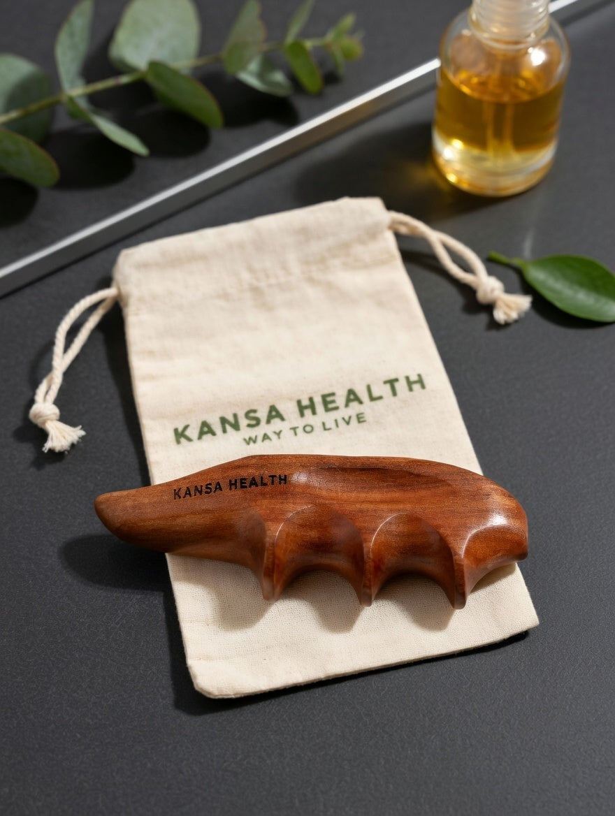 Wooden thumb saver massage tool ergonomic design