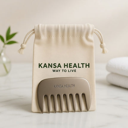 Ayurvedic scalp massage with Kansa bronze comb and natural hair oil