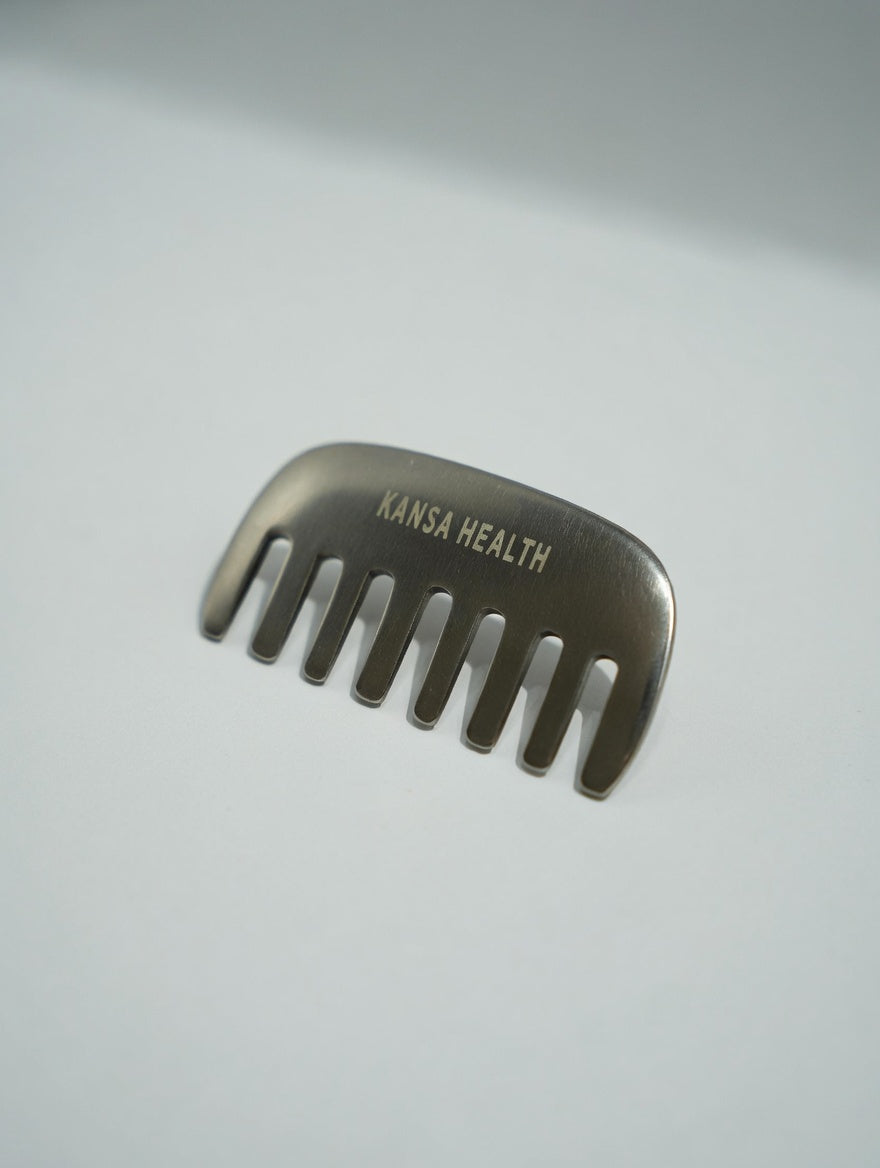 Bronze Kansa scalp massager promoting circulation and scalp relaxation