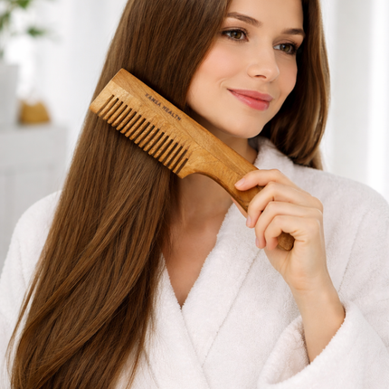 Neem Wooden Comb with Handle Tool