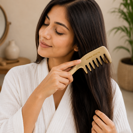 Kansa (Bronze) Comb with Handle – Ayurvedic Scalp Massage & Hair Care