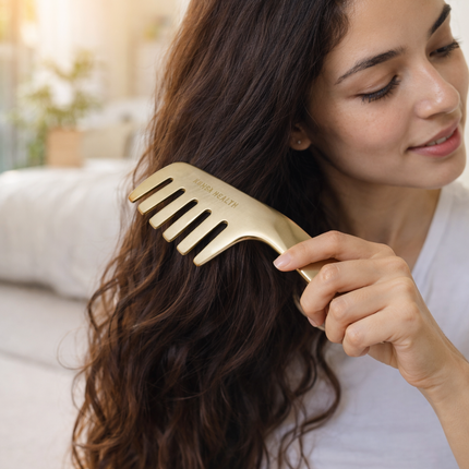 Kansa (Bronze) Comb with Handle – Ayurvedic Scalp Massage & Hair Care