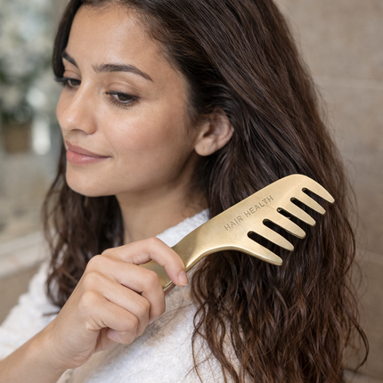 Kansa (Bronze) Comb with Handle – Ayurvedic Scalp Massage & Hair Care
