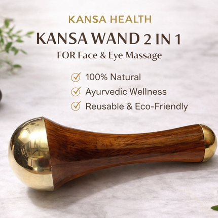 Kansa Wand 2-in-1 Face & Eye Massage Tool for Natural Glow