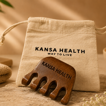 KANSA HEALTH Teak Wood Wide Tooth Scalp Massage Comb – Natural Hair Detangler & Relaxing Scalp Massager for Men, Women & Kids