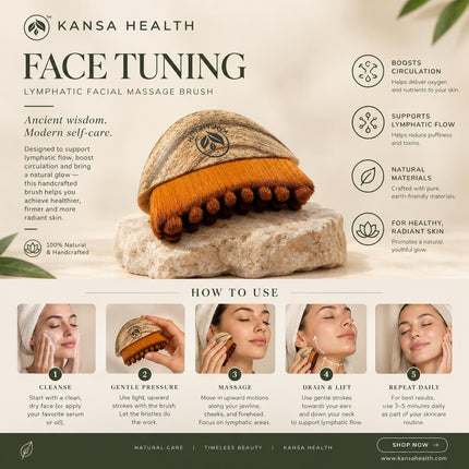 Dry body brushing with Kansa Health lymphatic brush before shower