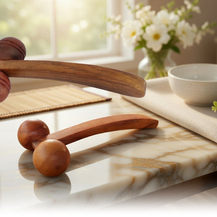 Ergonomic wooden body massager roller for shoulders neck and legs