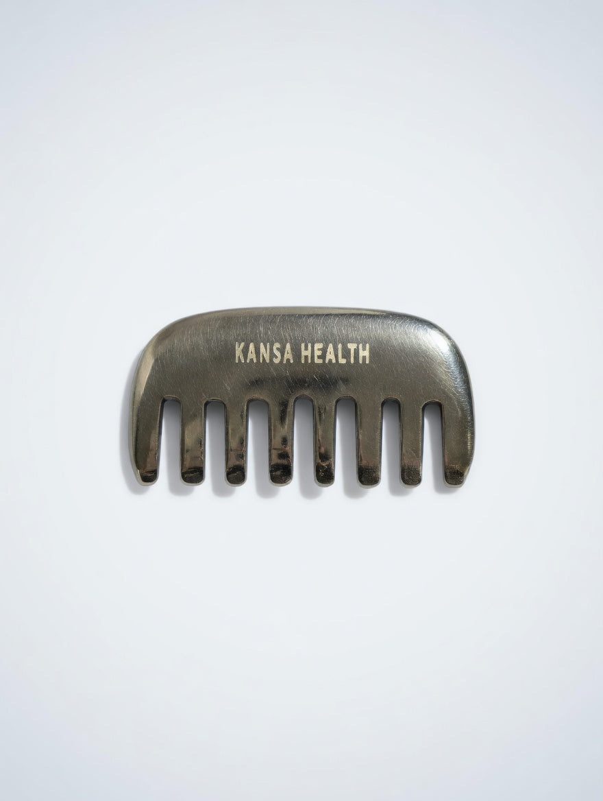Handcrafted Kansa bronze scalp comb designed for head massage and relaxation