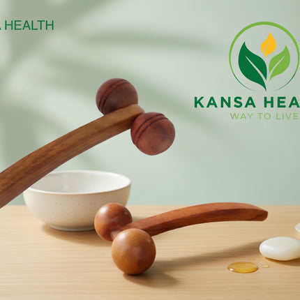 Handheld wooden roller massager for deep tissue self massage