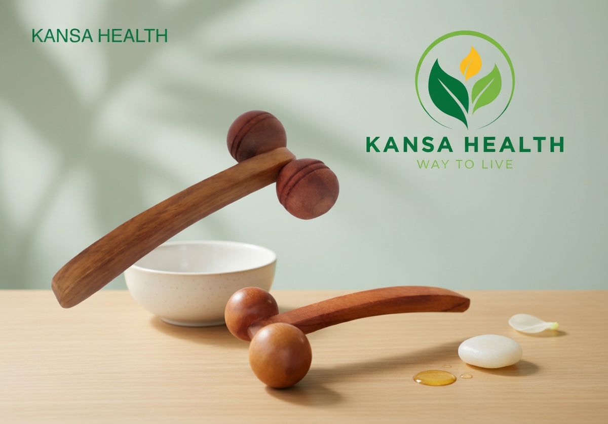 Handheld wooden roller massager for deep tissue self massage