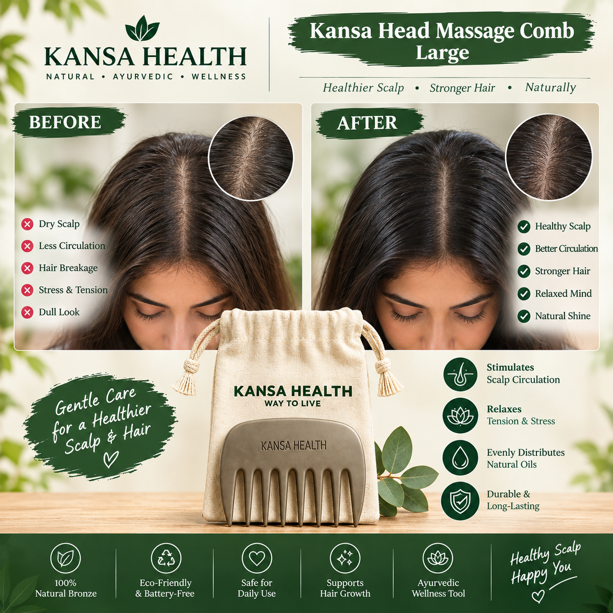 Kansa Head Massage Comb
