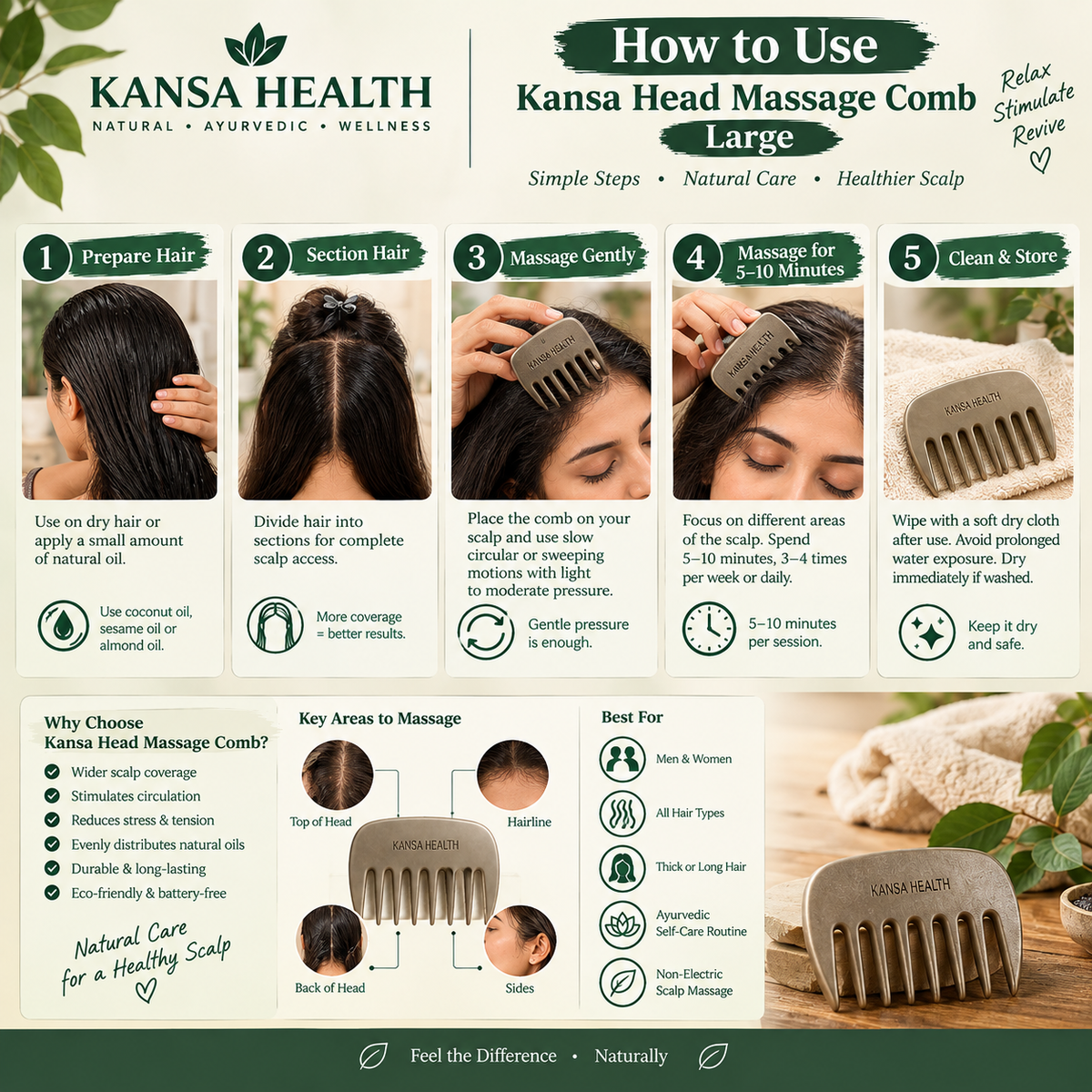 Kansa Head Massage Comb