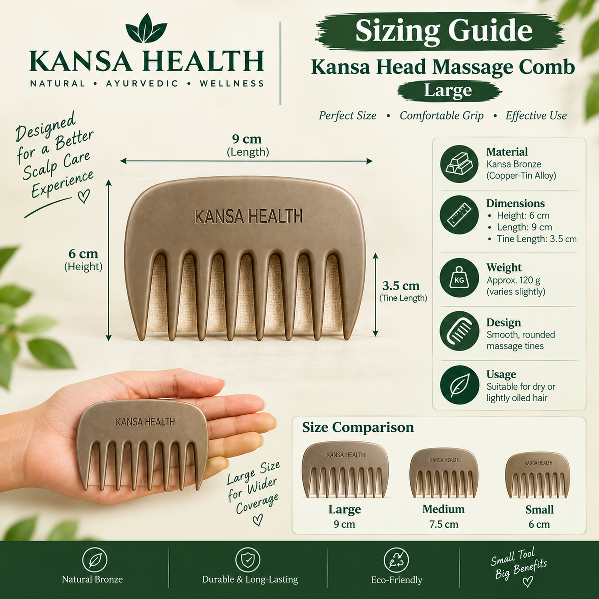 Kansa Head Massage Comb