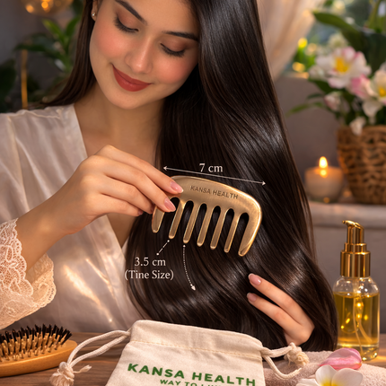 Kansa Head Massage Comb Medium Size 7.5cm Bronze Ayurvedic Scalp Massager