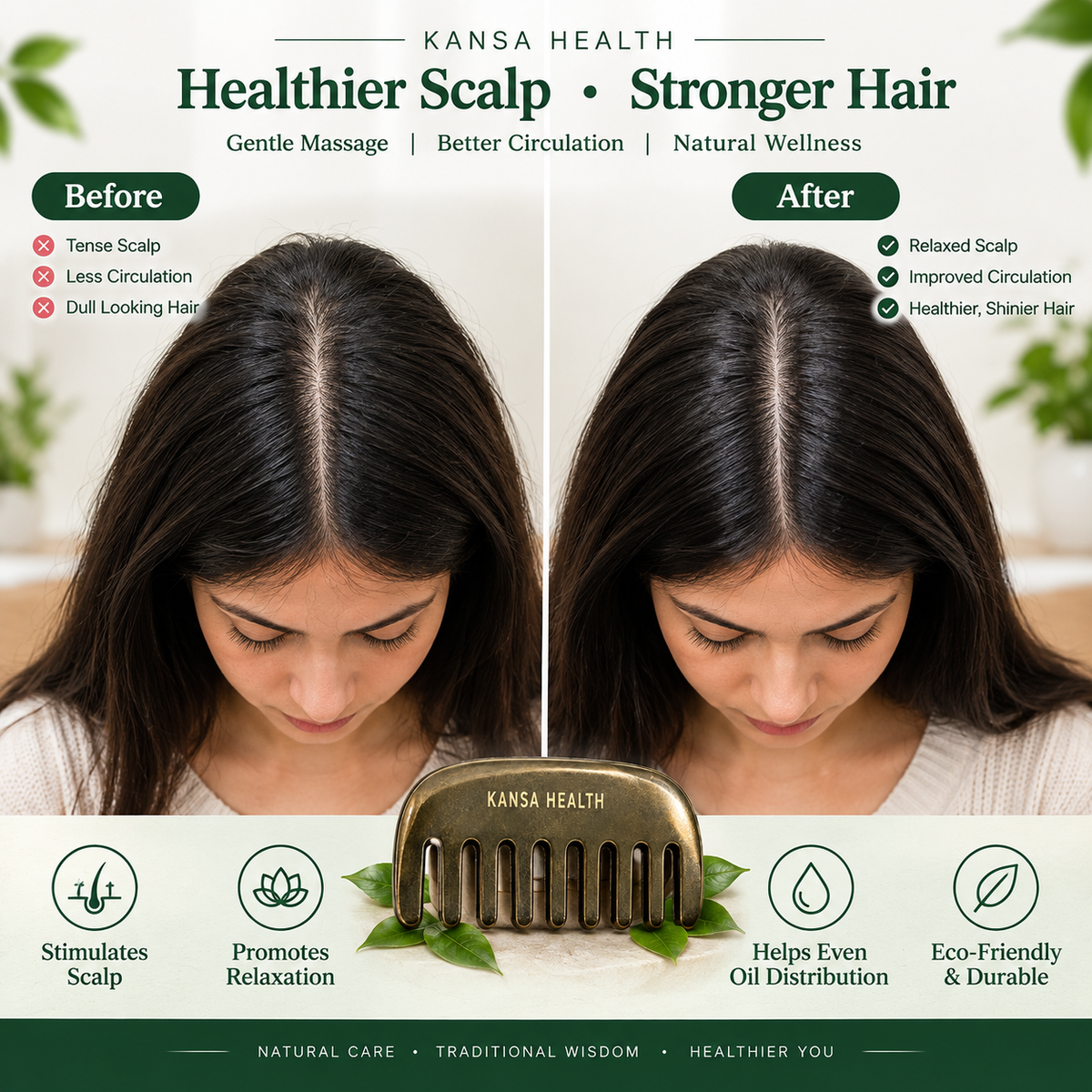 Kansa Head Massage Comb