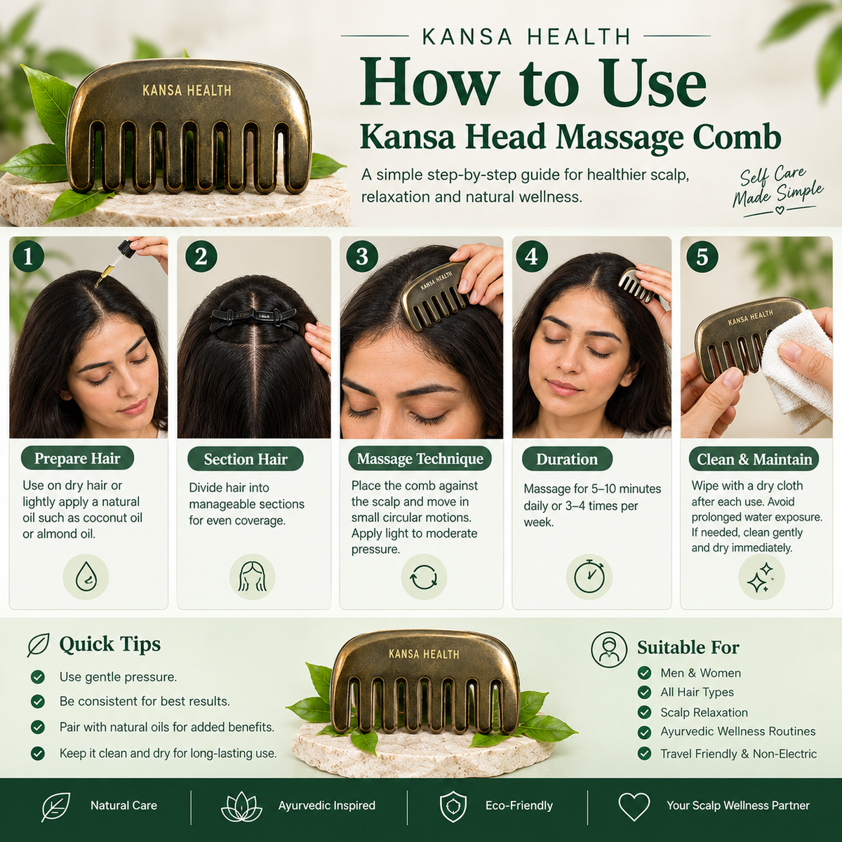 Kansa Head Massage Comb