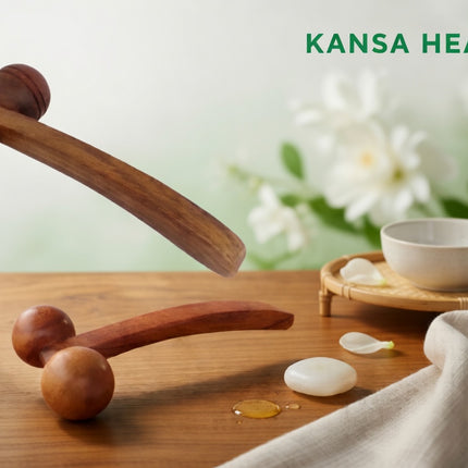 Kansa Health wooden body roller massager for muscle recovery and circulation support
