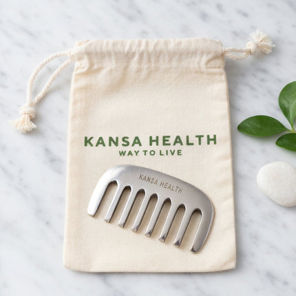 Medium size Kansa head massage comb bronze Ayurvedic scalp wellness tool