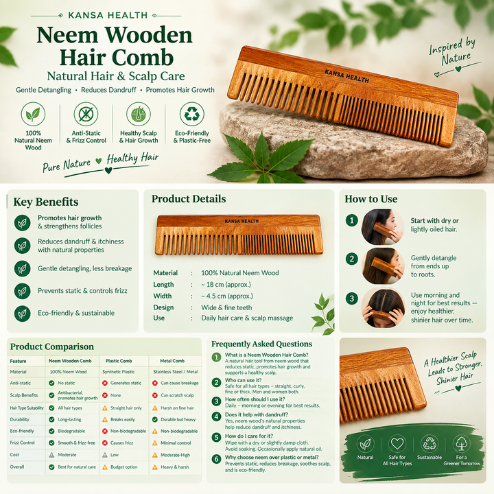 Bets Neem Wooden Hair Comb