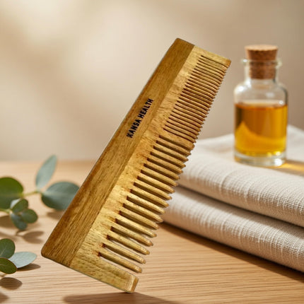Neem wooden hair comb large by Kansa Health natural hair care tool