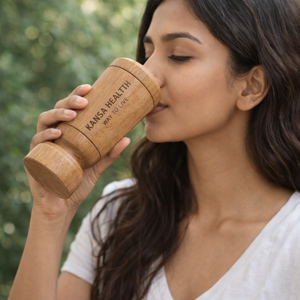 Close up Vijaysar wood grain on wellness tumbler