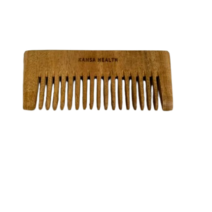 Close up neem wood texture on hair comb