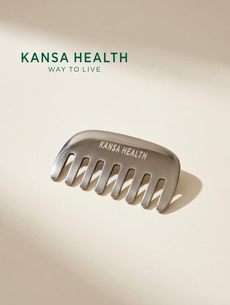 Pure Kansa metal bronze scalp massage comb Ayurvedic hair care tool