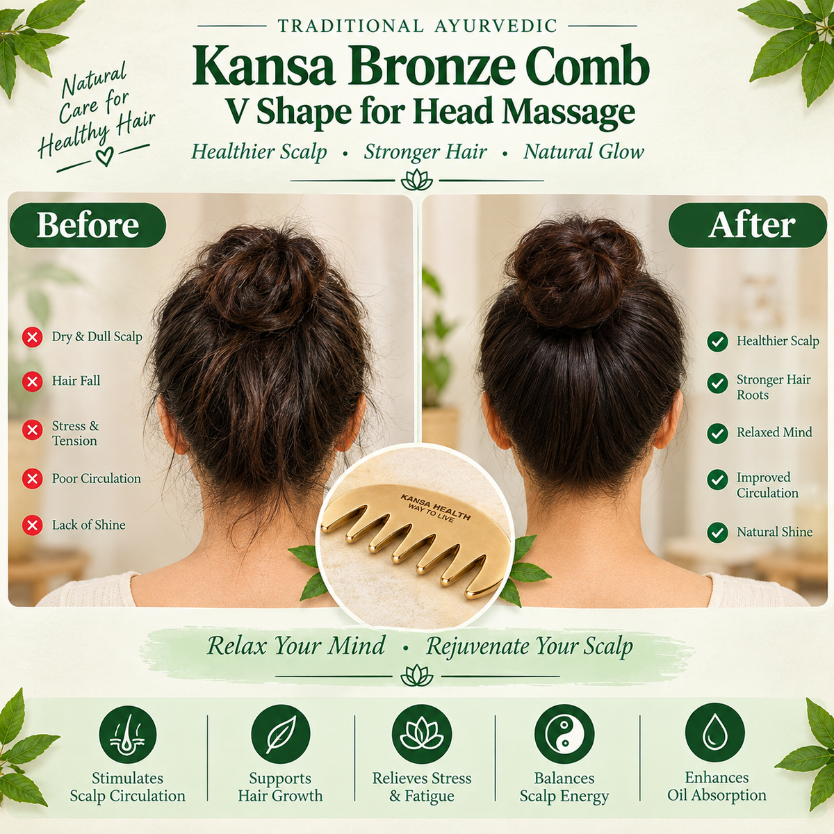 Kansa Head Massage Comb