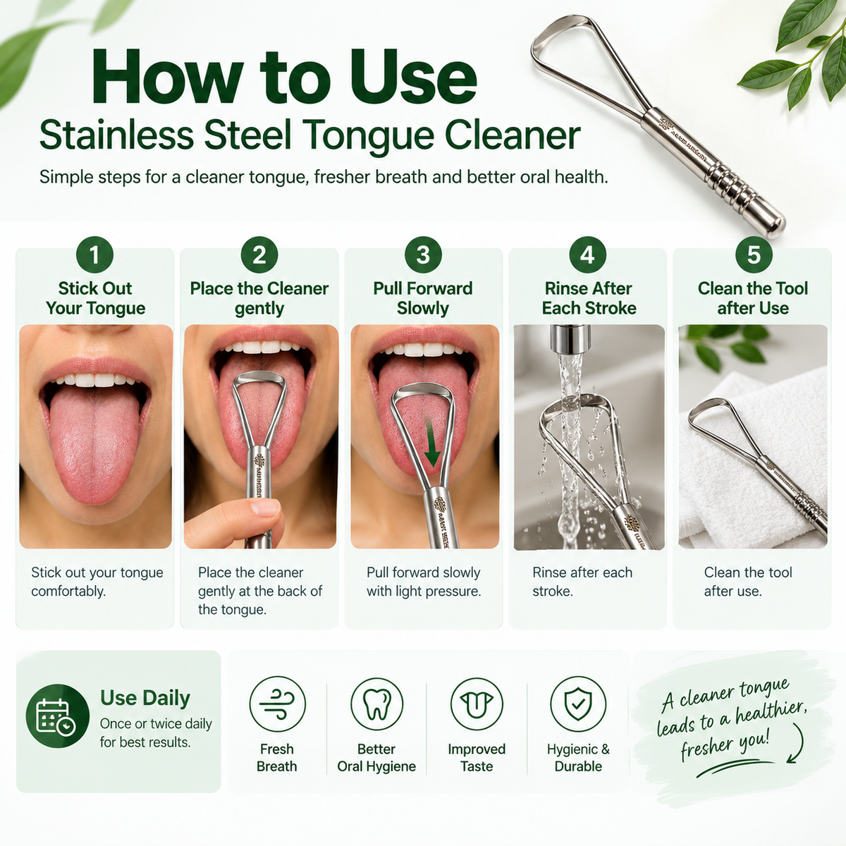 Stainless Steel Tongue Cleaner