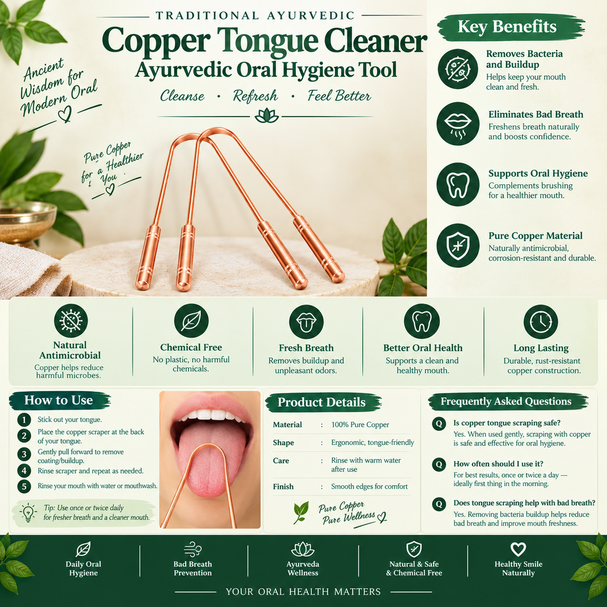 Ayurvedic Copper Tongue Cleaner