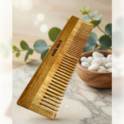 Wide tooth neem wooden comb large for thick and curly hair