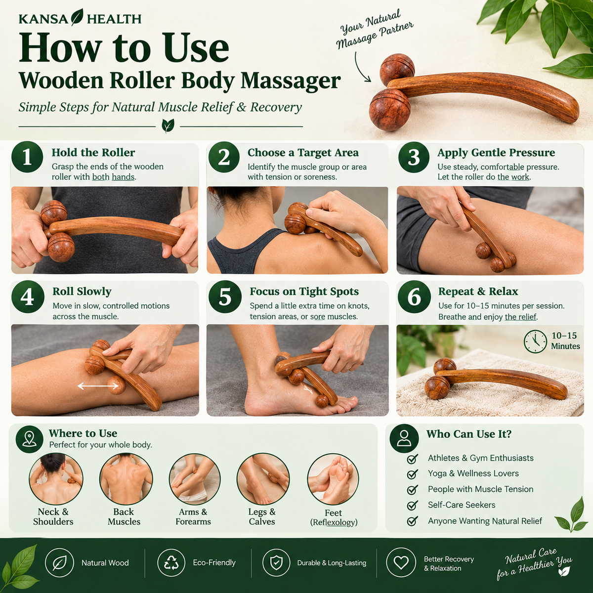 Wooden Roller Body Massager 