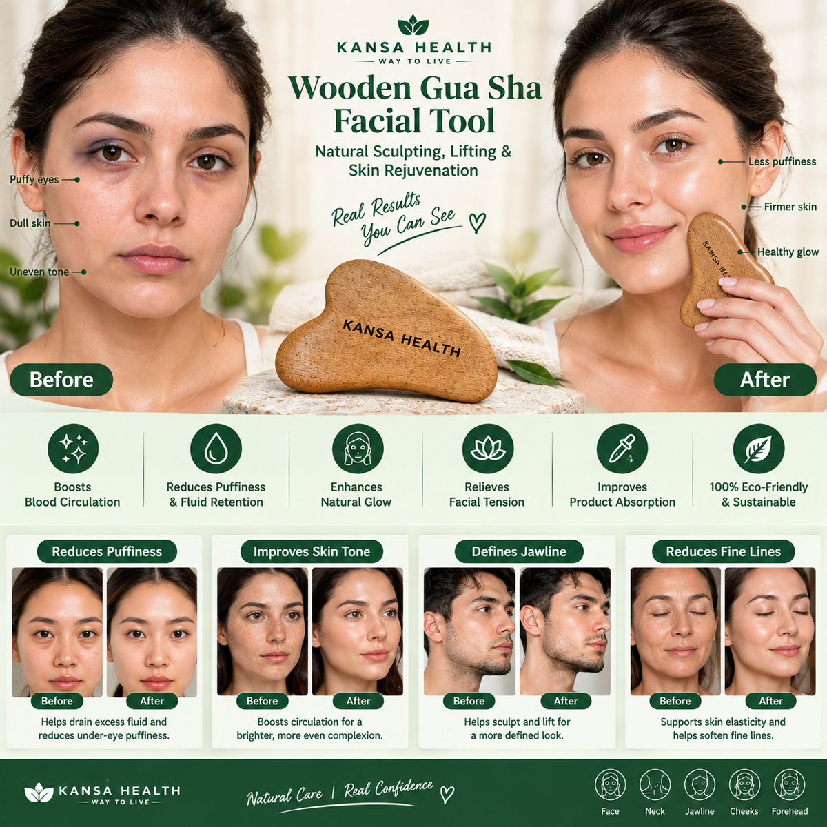 Wooden Gua Sha