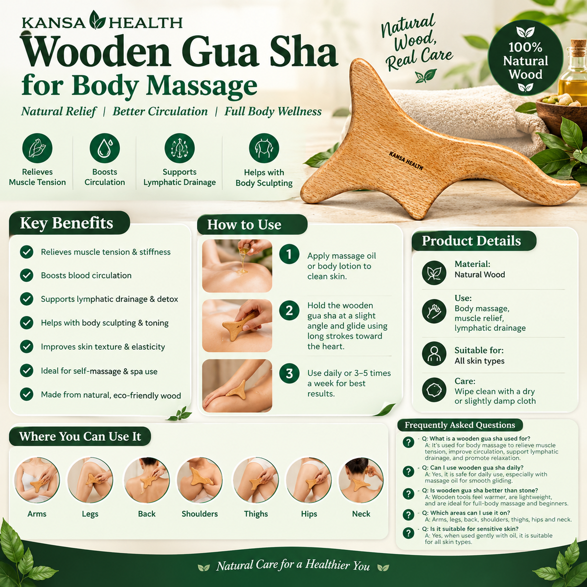 Wooden Gua Sha