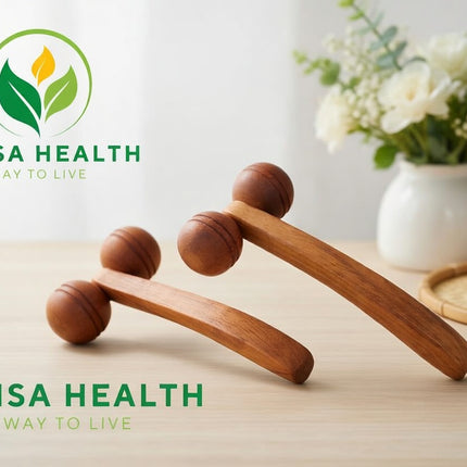 Wooden roller massage tool for shoulders back legs and muscle relaxation