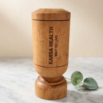 Traditional Ayurvedic Vijaysar water cup used for metabolic wellness