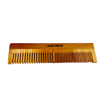 Woman Using Neem Wooden Hair Comb for Healthy Scalp