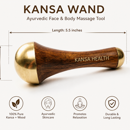 Kansa Wand 2-in-1 Face & Eye Massage Tool for Natural Glow
