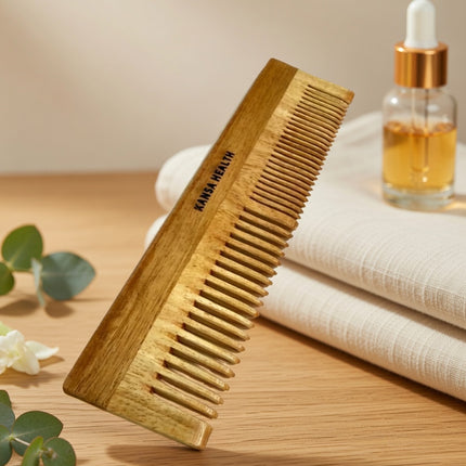 Natural neem wooden hair comb large eco friendly scalp care comb