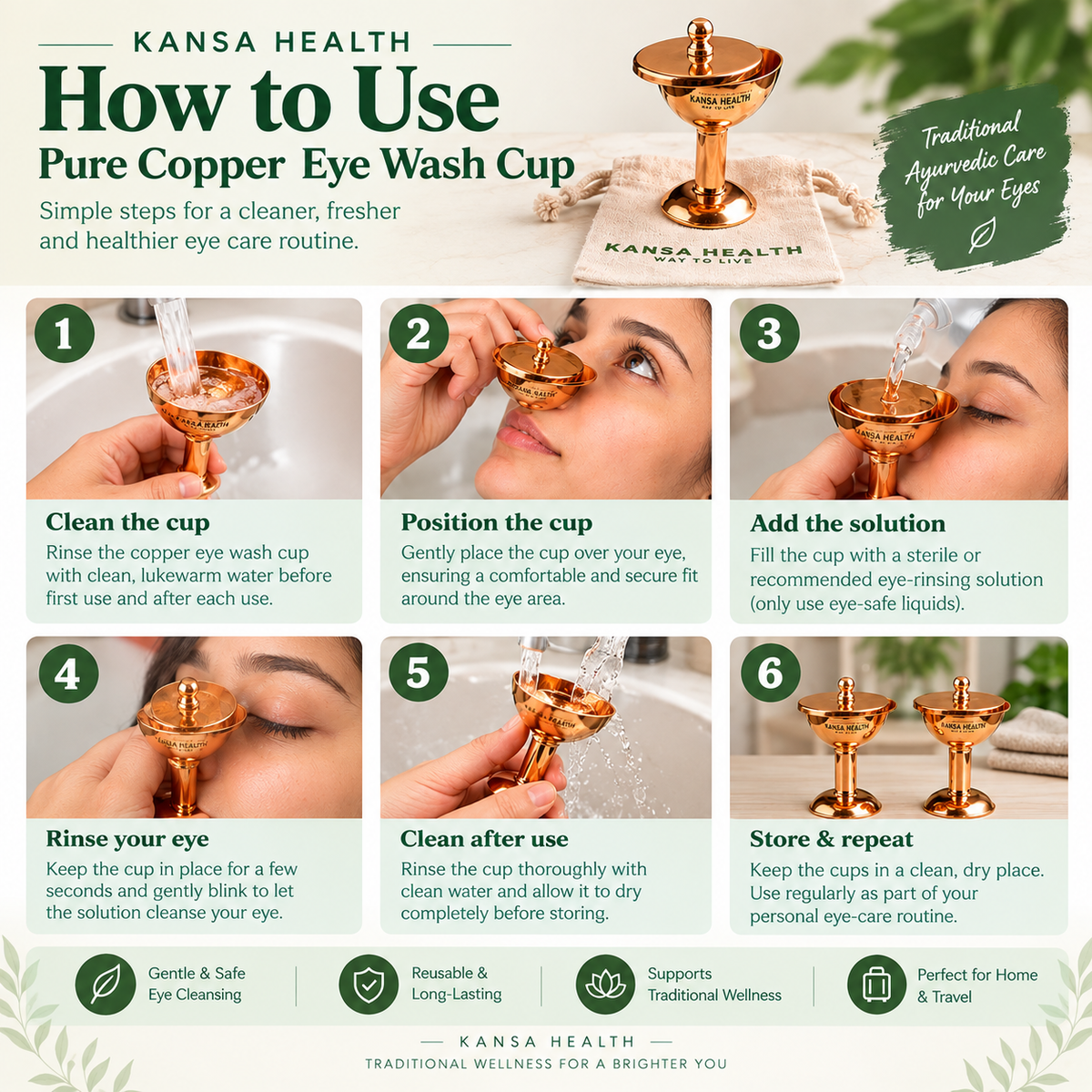 Pure Copper Eye Wash Cup
