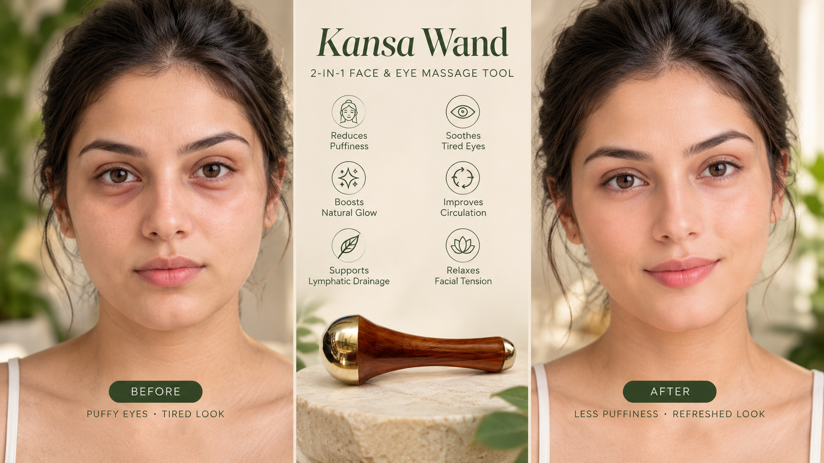 Kansa Wand 2-in-1 — before and after